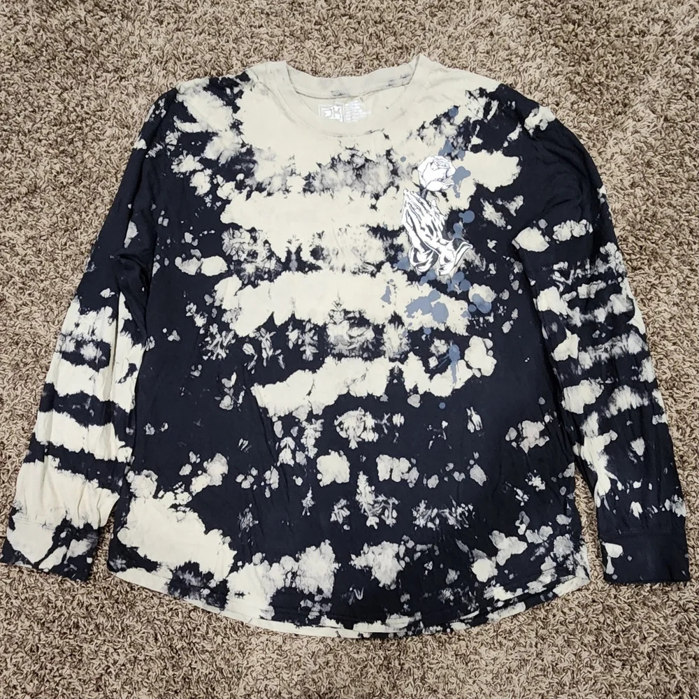 DK Praying Hands Rose Unisex Tie-Dye Long Sleeve Size XL